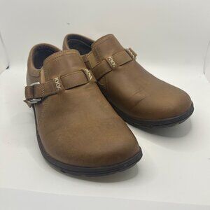 Merrell Womens Jungle Moc Brown Leather Slip On Side Buckle 7